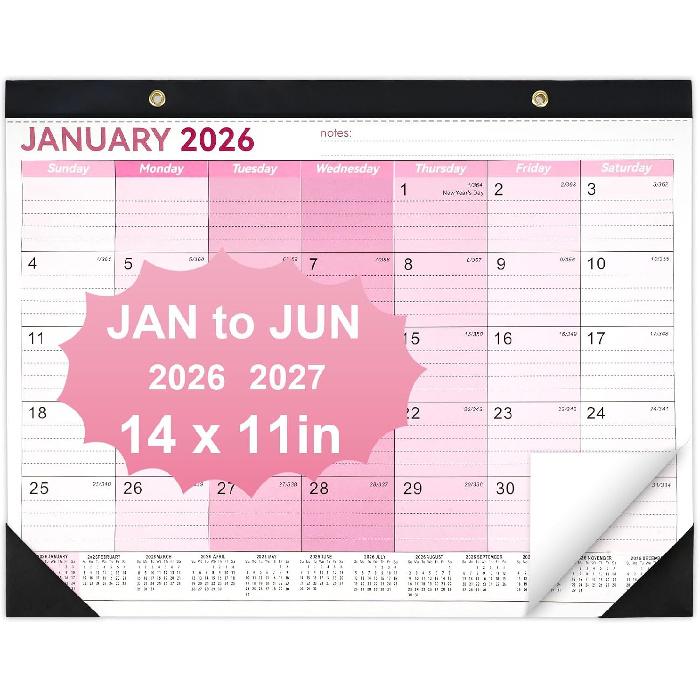 Desk Calendar 2026-2027, 14  X 11  Desktop Calendar 2026-2027, 18 Months Calander Runs from Jan. 2026 to Jun. 2027, Academic Monthly Planner for Home розовый