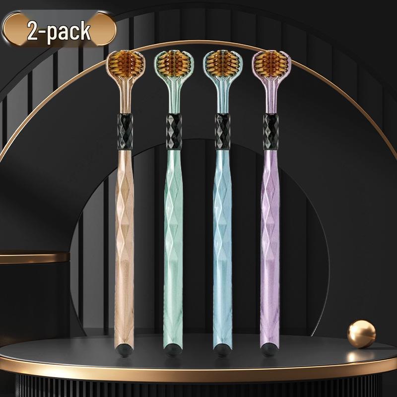 Three-Sided Soft Bristle Toothbrush for Men & Women - Wrap-Around Design, Dead Angle Cleaner, Family Pack