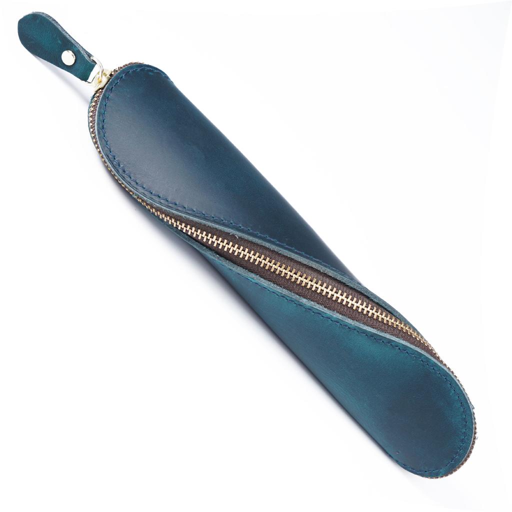 Stylish Top Grade Genuine Leather Pen Box Personalized Zipper Pencil Purse with Free Customization Craft Ideas