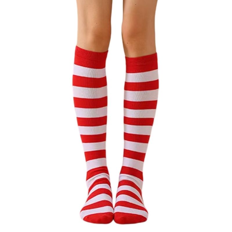Women s Stripe Knee Highs Socks Long Tube Socks Stripe Stockings Athletic Stockings Stripe Calf Socks Cosplay Socks