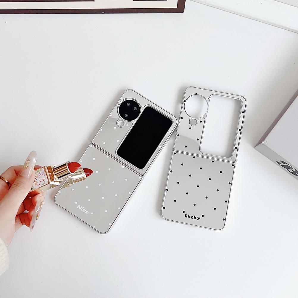 Mirror with Polka Dot Nice Lucky Hand Phone Case for OPPO Find N3 Flip FIND N2 FLIP Camera Protect Cover