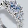 Gemstone Luxury Cubic Zirconia Inlaid Women Engagement Bride Wedding Party Ring Jewelry Gift