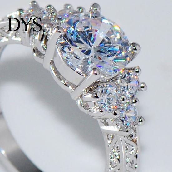 Gemstone Luxury Cubic Zirconia Inlaid Women Engagement Bride Wedding Party Ring Jewelry Gift