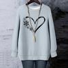 Ladies' Christmas Printed Round Neck Long Sleeved T-shirt Sweatshirt Top