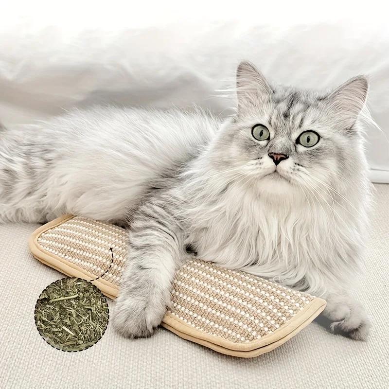 Multi Functional Cat Scratch Pad Toy Pillow Chew Resistant Cat Bed Soft Mosquito Repellent Pet Interactive Toy