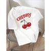 Summer Women Fashion TShirt Cherry Print ONeck Cotton Tops Tees Floral Graphic Short Sleeve Clothing FeUnisex Casual Streetwear