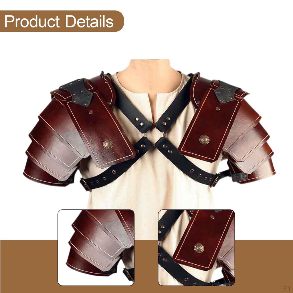 Medieval Double Shoulder Pads PU Leather with Adjustable Steampunk Design Suitable for Men Women