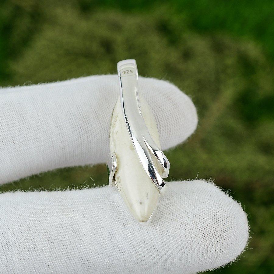 

925 Sterling Silver Marquise Howlite Stone Handcrafted Wedding Pendant Jewelry