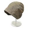 European & Korean Plaid Head Wrap: Wasteland Style, Loose Slouchy Beanie for Large Head Circumference, Trendy Hot Girl Bandana Hat.