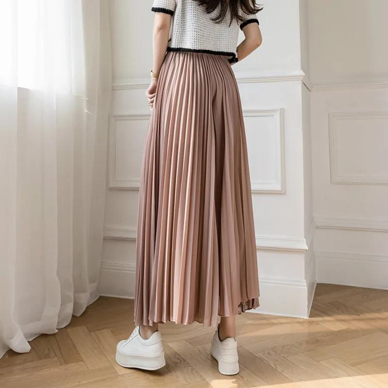 Women Elegant Chiffon High Waist Wide Leg Pants Casual Korean Fashion Pleated Loose Trousers Clothes