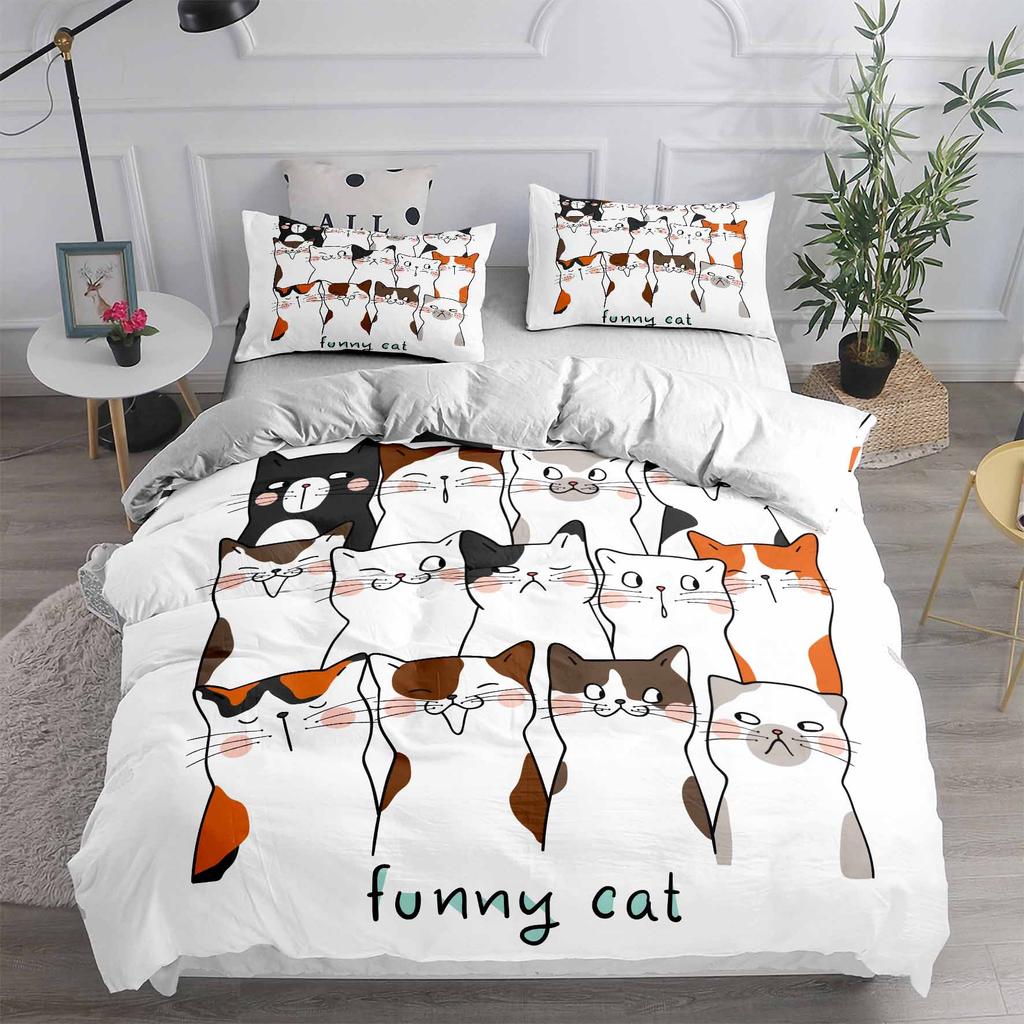 Cartoon Cat Bedding Set Adults Winter Duvet Cover Sets Kids,twin Full Queen King Bedroom Set Home Textile Housse De Couette