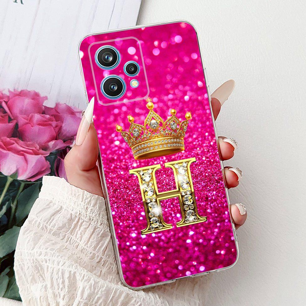 6.4" For Realme 9 Pro Plus Case RMX3392 Clear Fashion Luxury A-Z Letters Soft Bumper Cover For Realme 9 Pro+ Phone Case RMX3393