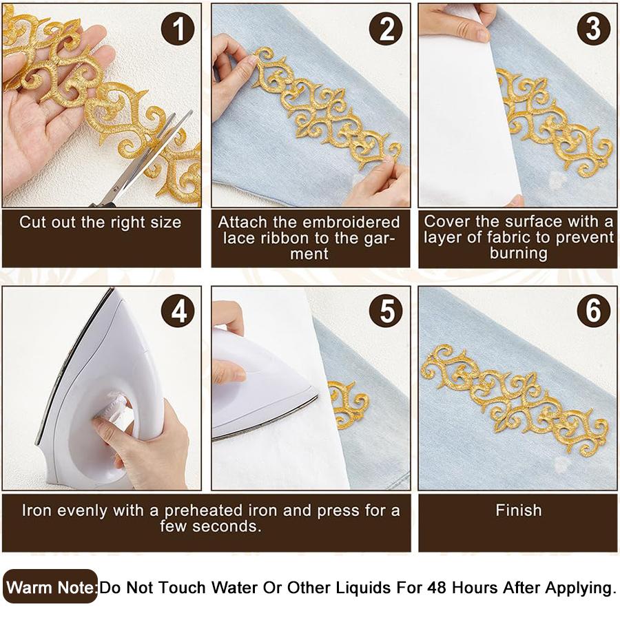 1M Hot Melt Adhesive Metallic Lace Ribbon Crafts DIY Embroidery Lace Trim Iron on Flower 7.6cm Sewing Wedding Dresses Home Decor