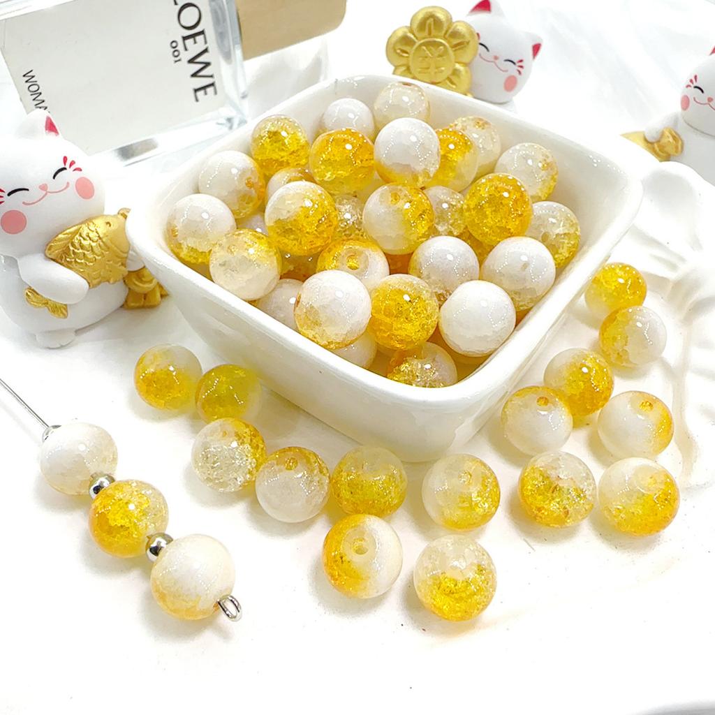 10mm Crackle Glass Round Beads, Loose Spacer Beads DIY Accessories for Bracelet Making 50pcs