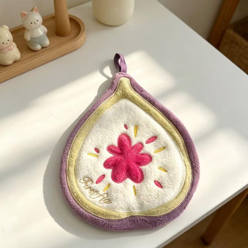Cute Fruit Shaped Coral Fleece Hand Towels With High Absorbency And Hanging Loop Perfect For Kitchen Bathroom Use