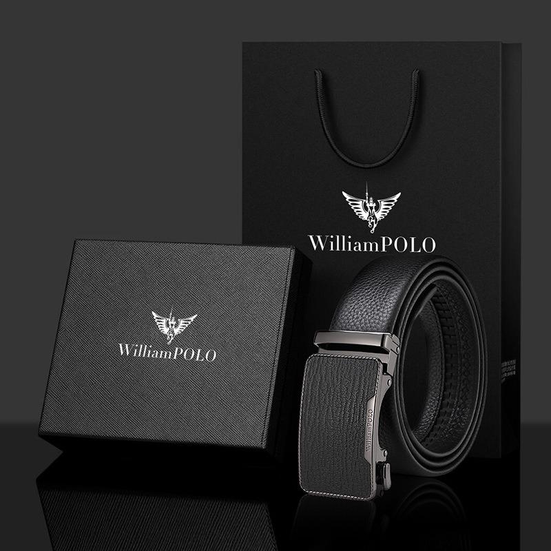 Mary Belt, men s high-end leather soft business simple alloy belt, automatic buckle men s belt genuine 105cm