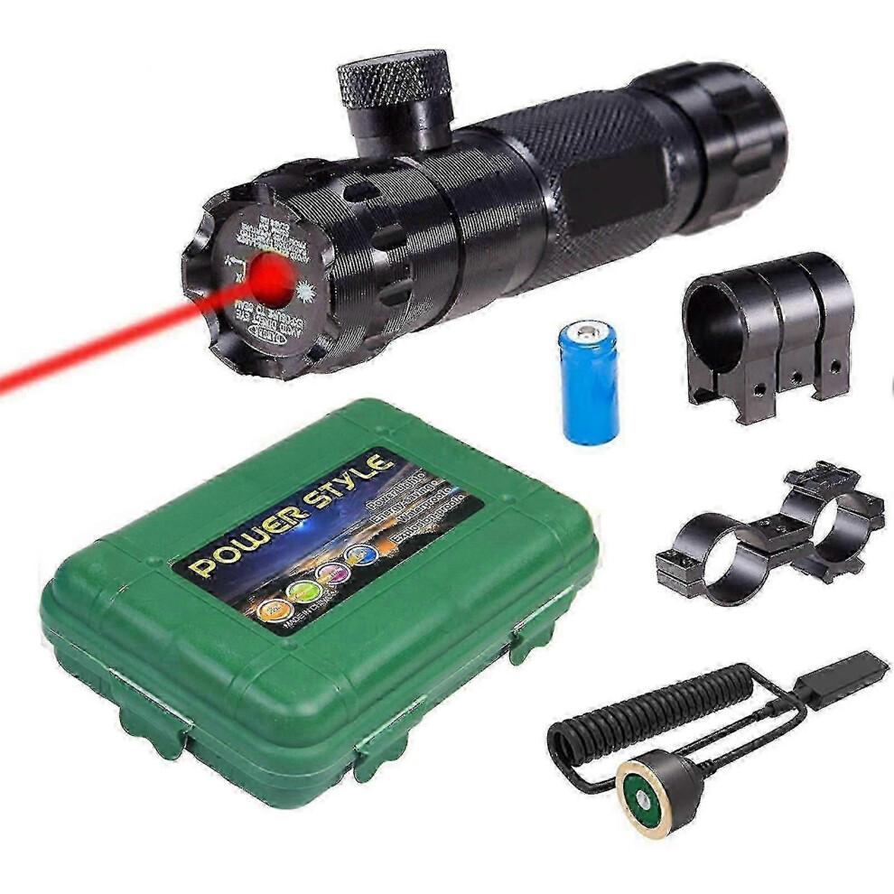 (Red Laser Set)Adjustable Green & Red Laser Pointer with CNC Aluminum Body, 16340 Battery for Outdoor & Presentations