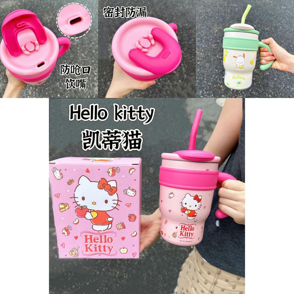 Cute Hello Kitty Stainless Steel Straw Cup For Girls Cartoon Design Portable And High-quality