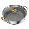 Panela Funda Antiaderente de Aço Inoxidável de 12 Polegadas Panela Quente com Tampa Panela para Sopa Wok Duas Alças Segurar Livre de PFOA, Seguro para Lava-louças e Forno