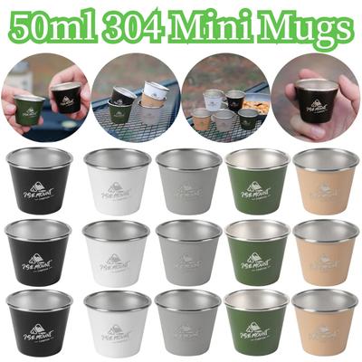 50ML Mini Coffee Mug Household Wine Cup 304 Stainless Steel Beer Mug Stackable Lightweight Pint Cup Portable Metal Tea Cup