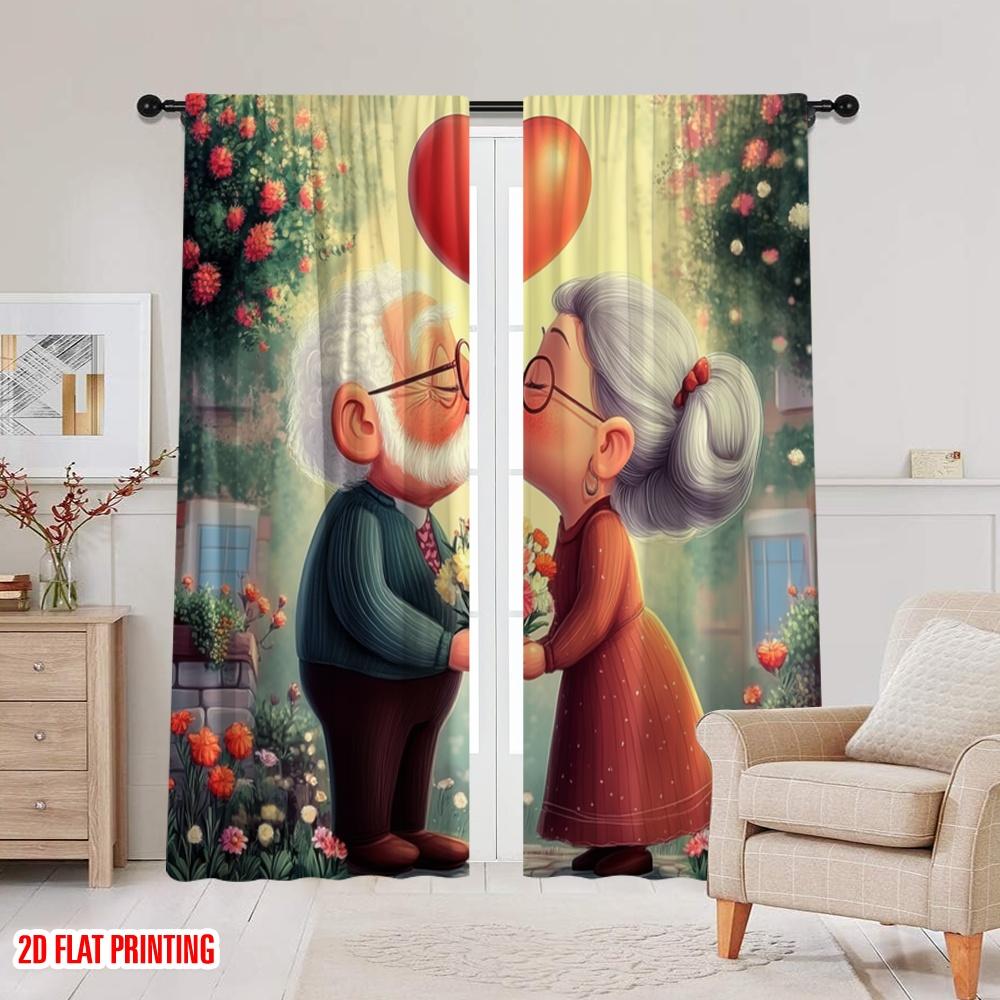 2 Stück, 2D-Flachdruck Vorhangstoff Ewige Liebe(1) 100% Polyester (ohne Stange) Alle Jahreszeiten Ldeal für Schlafzimmer Wohnzimmer