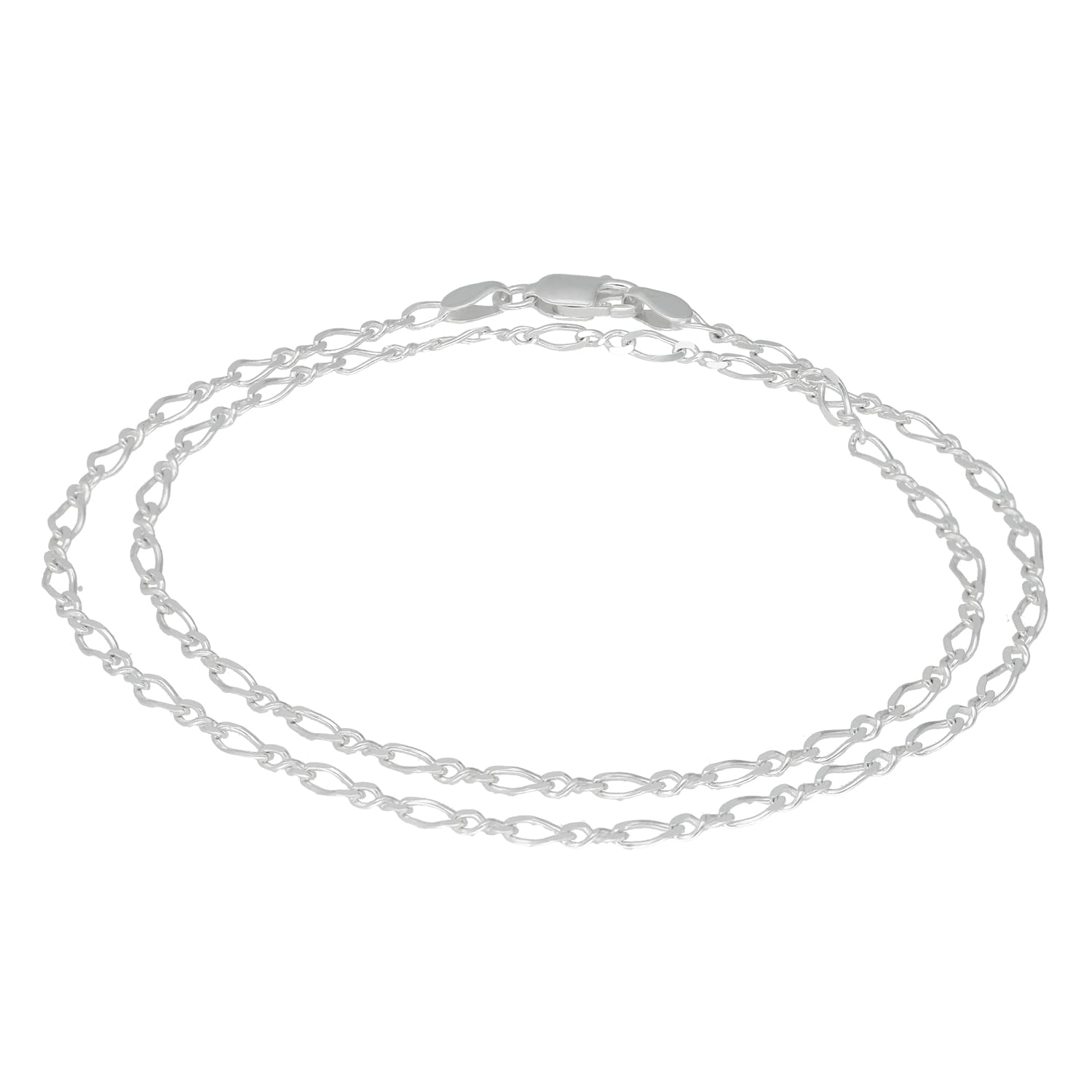 

Браслет-цепочка Фигаро из серебра 925 пробы Gin no для 20 см Простой дизайн [Shinjuku Kura] Двойной обхват Мужской, Прибл.. 2,6 мм шириной, витой,