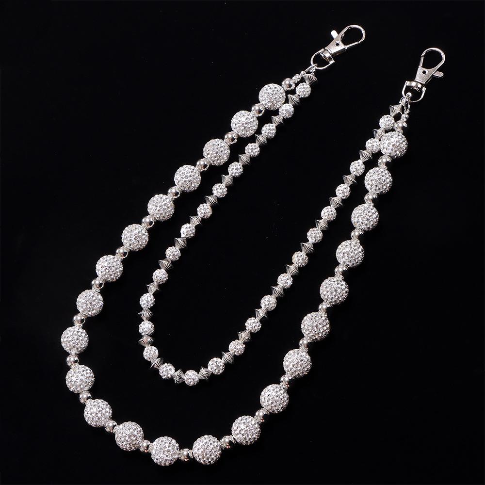 Unisex Rhinestone Double-Layer Hip Hop Waist Chain - Trendy Punk Denim Pants Accessory