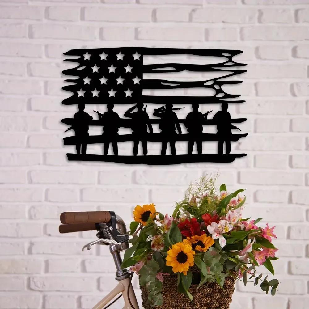 Custom American Patriot Sign Personalized Wall Art for July 4th Charming Patriot Soldier Metal Sign Independence Day Delight.