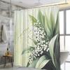 1pc Lily of the Valley Shower Curtain - White Flowers, Green Stems, Gradient Green Yellow, Polyester,  Washable