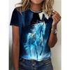 Summer New Horse Animal T-Shirts 3D Print Women's Round Neck Short Sleeve T Shirt Casual Tees Harajuku Tops Female Clothing