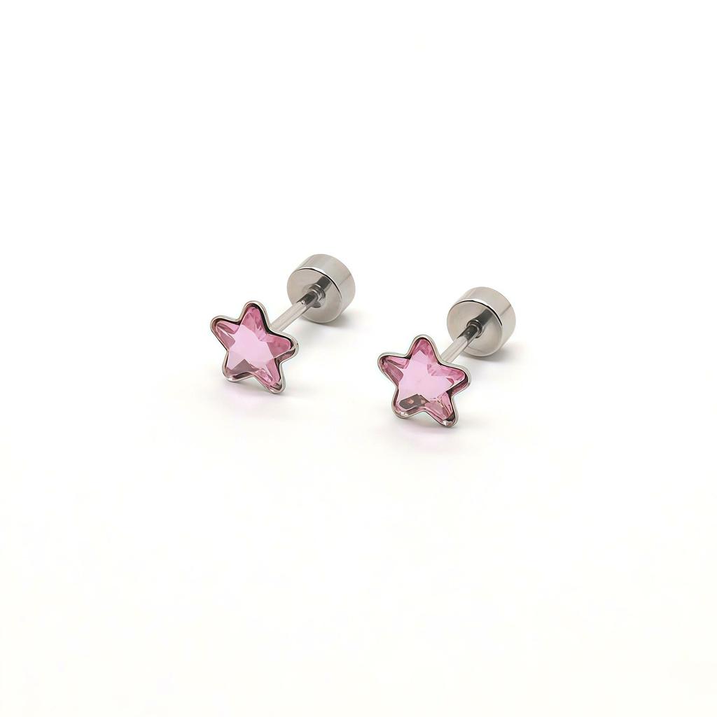 Versatile Stainless Steel Star Rhinestone Stud Earrings - Unisex Simple Style