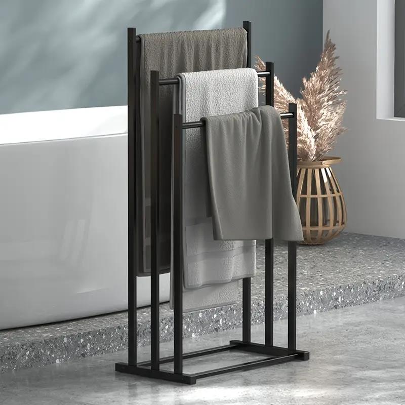 Towel Rack Bathroom Hanger Metal Standing Industrial Black