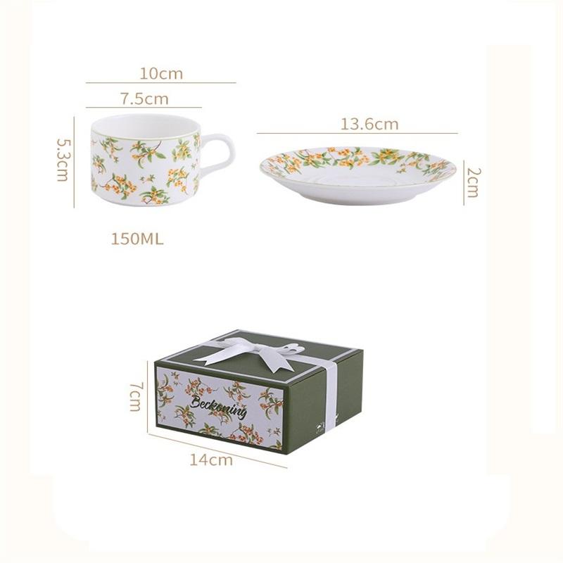 Gift Box Set 150ML Flower Ceramic Espresso Coffee Cup Tea Milk Drinking Cups with Handle Mug for Office Novelty Gift