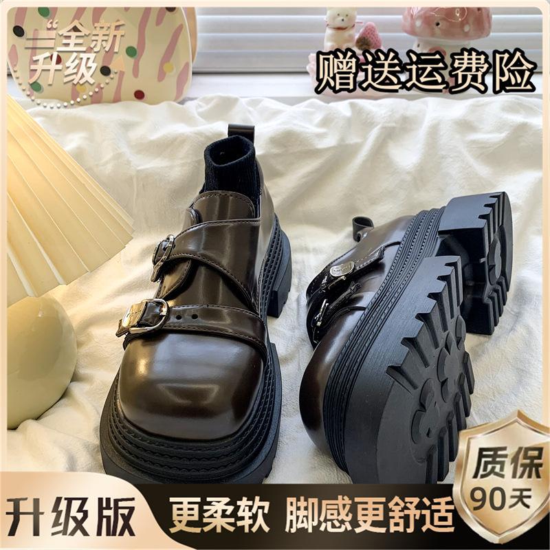 

Лоферы на высокой платформе с большой головкой, маленькие кожаные туфли, женские, весенне-осенние, ретро, универсальные, маленькие, милые, крутые, одинарные туфли 40