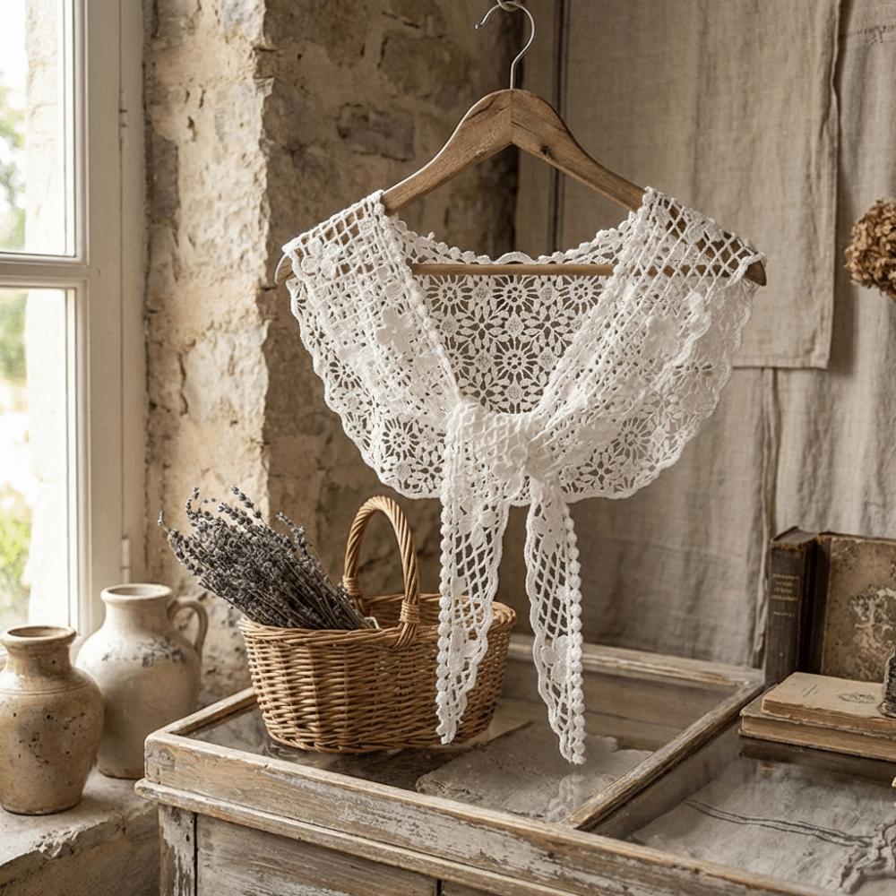 Solid Color Lace Shawl Thin Lace Knitted Shawl Artistic Design Hollow-out Shawl  Ladies Accessory