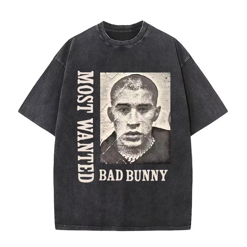 Rapper Bad Bunny Graphic Tshirt Debi Tirar Mas Fotos DTMF Washed Vintage T Shirt Mens Women Hip Hop Fashion Oversized Tshirts