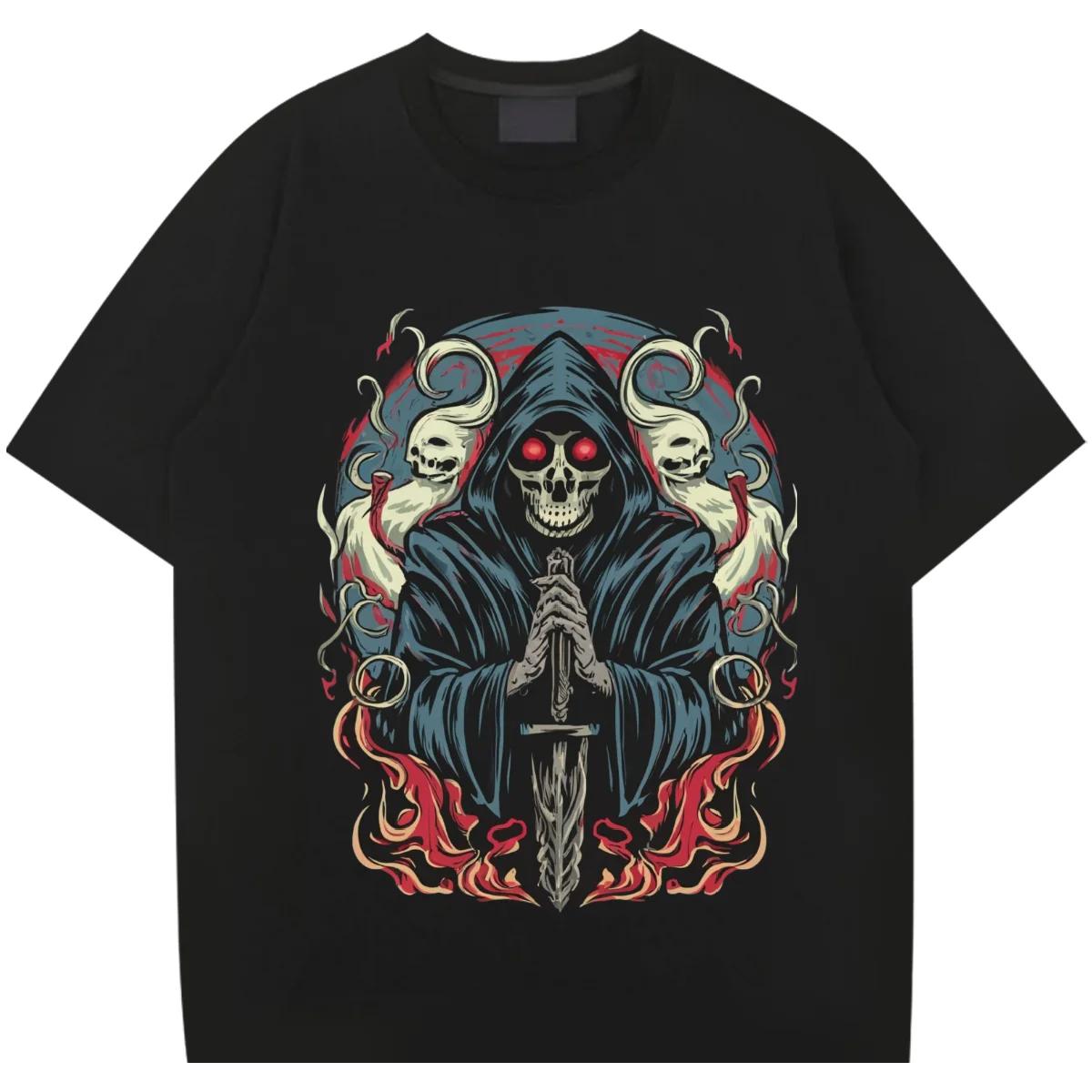 

Футболка с круглым воротом Death, свободные топы в стиле ретро Harajuku Rap, хлопковая футболка с графическим рисунком, повседневная футболка унисекс на заказ XXXXXL чёрный