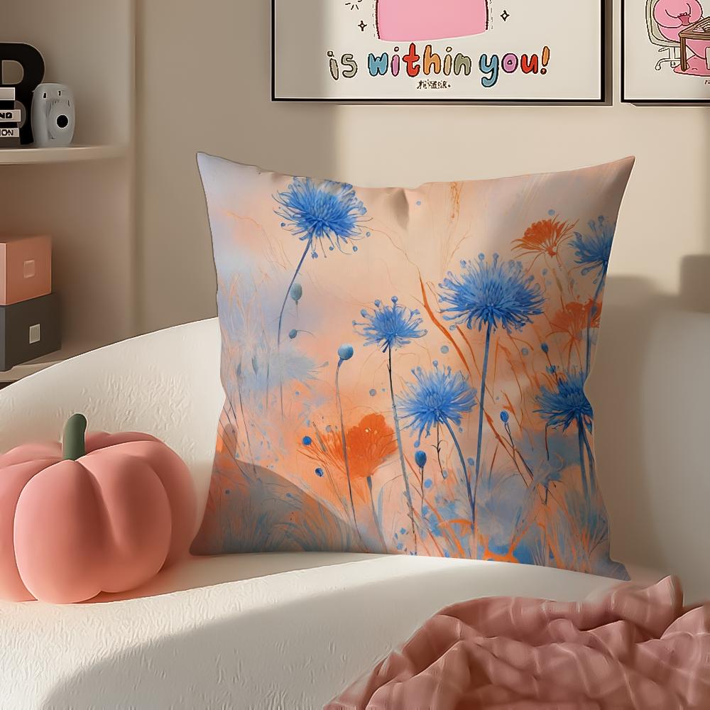 

Delicate Floral Symbol CCornflower Cushion Cover Pillowcase Short Plush Invisible zipper Room Sofa Cushion Cover 30X30cm