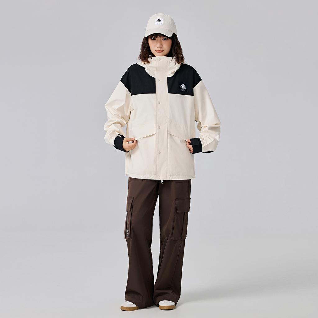 Kappa Player Water-Resistant Outdoor Sports Jacket Loose Comfortable Casual Windbreaker Unisex Jackets White K0EY2FJ81