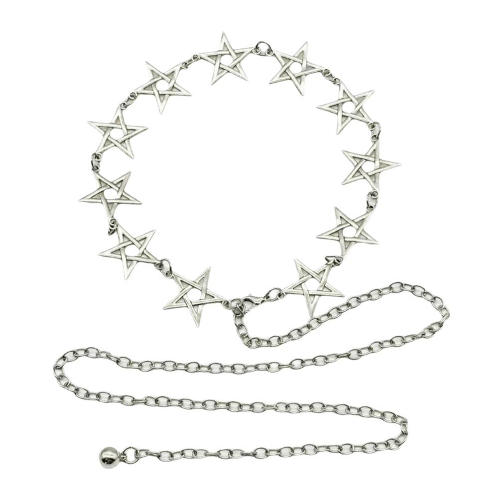 Retro Metal Star Conch Waist Chain Ethnic Style Bohemian Metal Chain Belt Adjustable Body Chain Jeans Belt