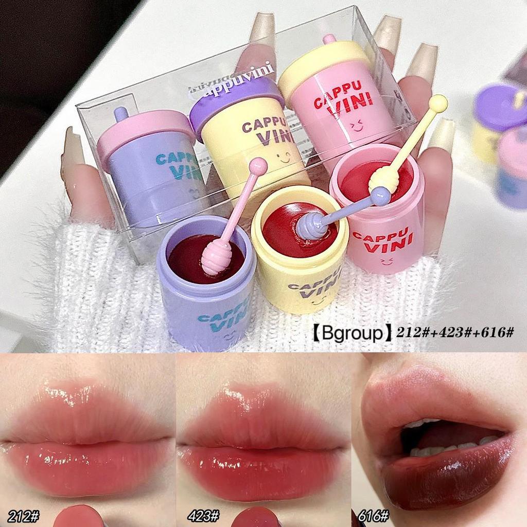 Cappuvini Nude Bean Paste Solid Lip Gloss: Moisturizing Milk Tea Color for Autumn/Winter