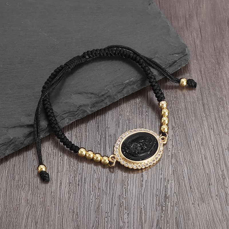 Exquisite Zircon Hand Woven Virgin Mary Bracelet for Women Girls Fashionable Good Luck Amulet Jewelry Gift