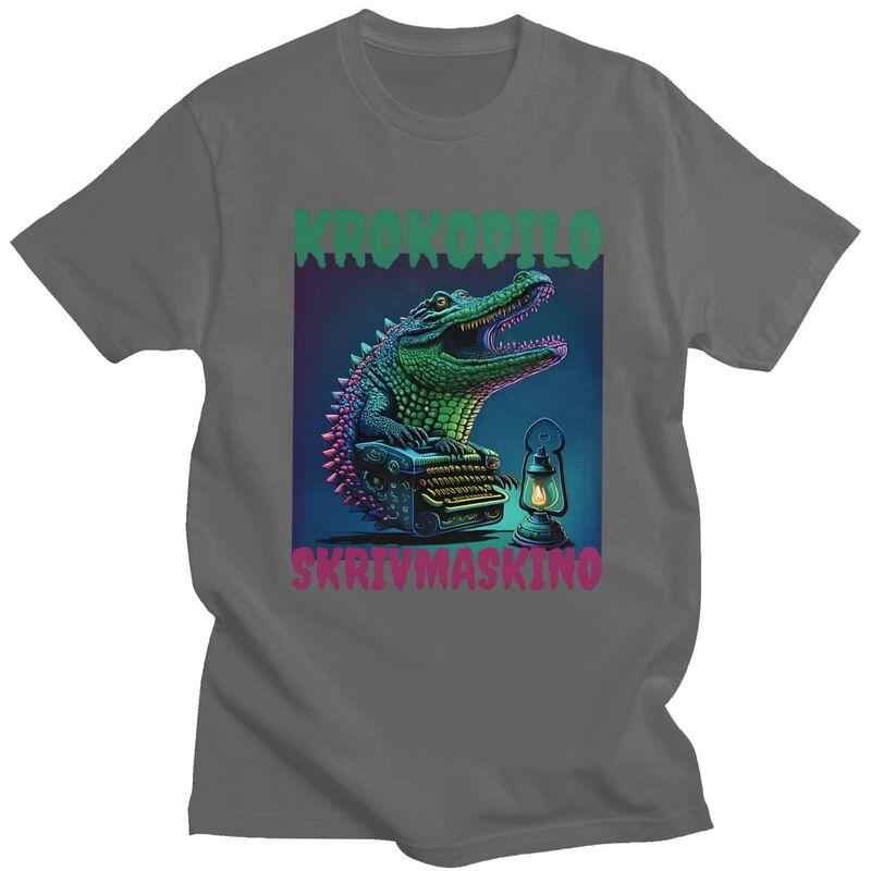 Mens Krokodilo Skrivmaskino Funny Swedish Brainrot Meme T Shirts Short Sleeve 100 Cotton TShirt Loose Fit Summer Tyle Clothing