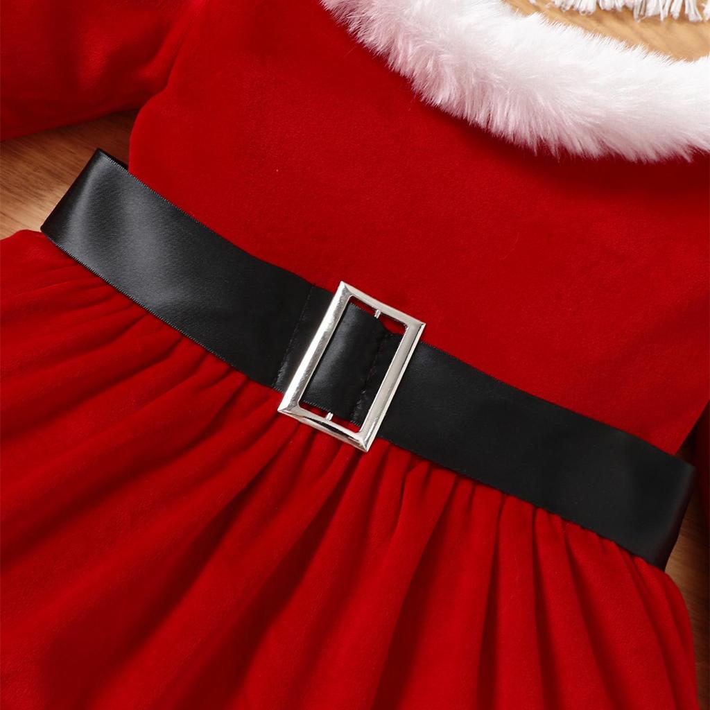 European & American Style Off-Shoulder Christmas Dress for Little Girls – Cute Mesh Puffy Skirt Princess Dress