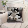 1 Piece Black and White Cat Single-sided Printed Short Plush Pillowcase - Soft Polyester Decorative Pillowcase