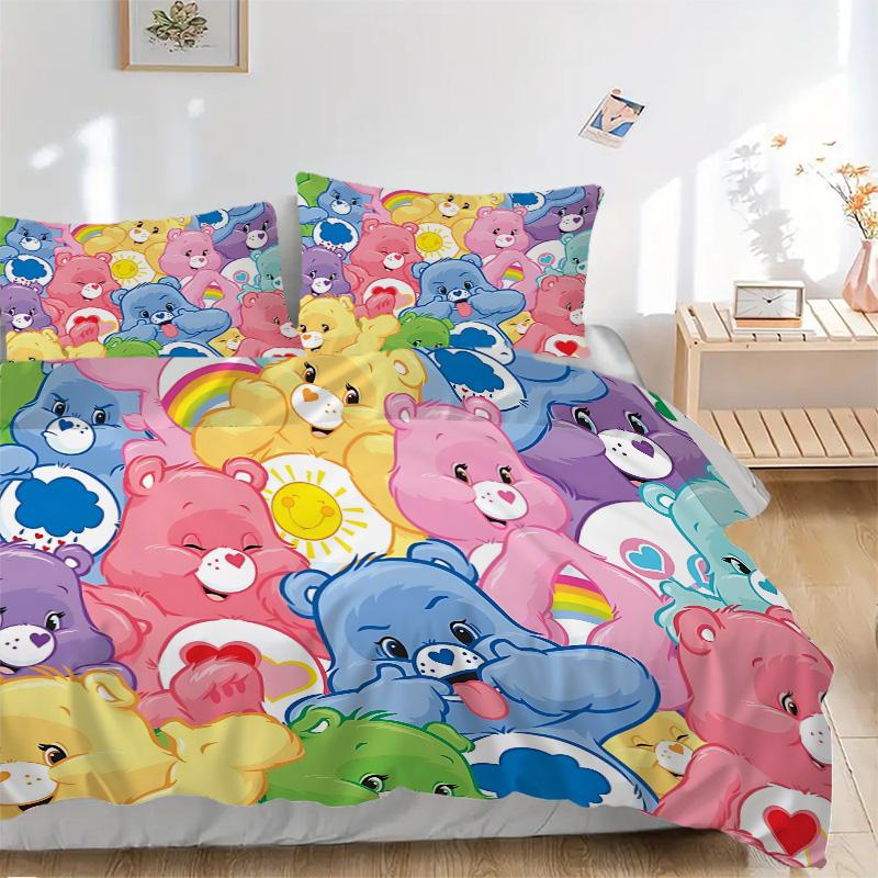 Colorful Care Bears Collage Print 3Pcs Bedding Setduvet Cover With 2 Bedropillowcase Home Birthday Gift