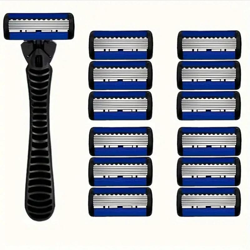 6-Layer Ultra-Thin Men's Razor with Replaceable Anti-Scratch Heads