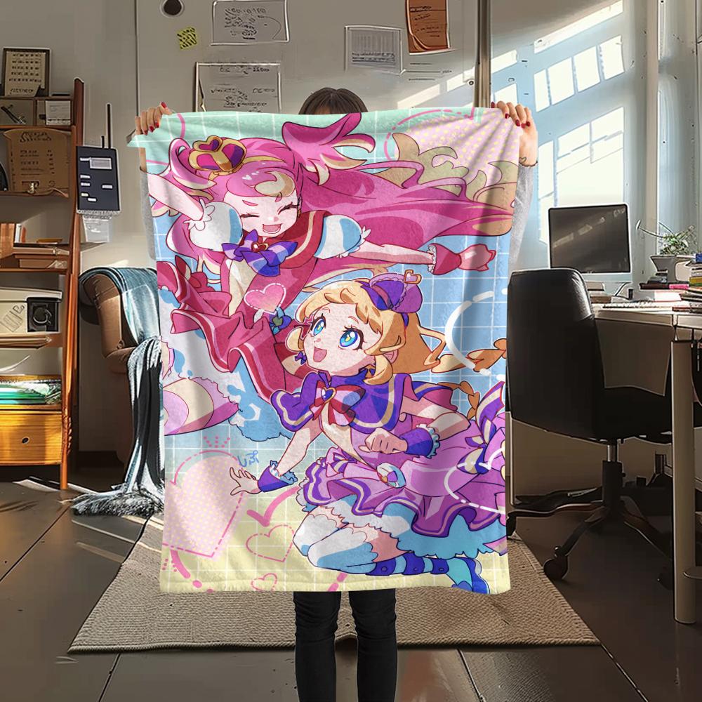 Pretty Cure Best Friends pattern Flannel Blanket, High quality Comfortable for All Seasons, Home Decor, Warmth and Comfort, Perfect for Gifts.