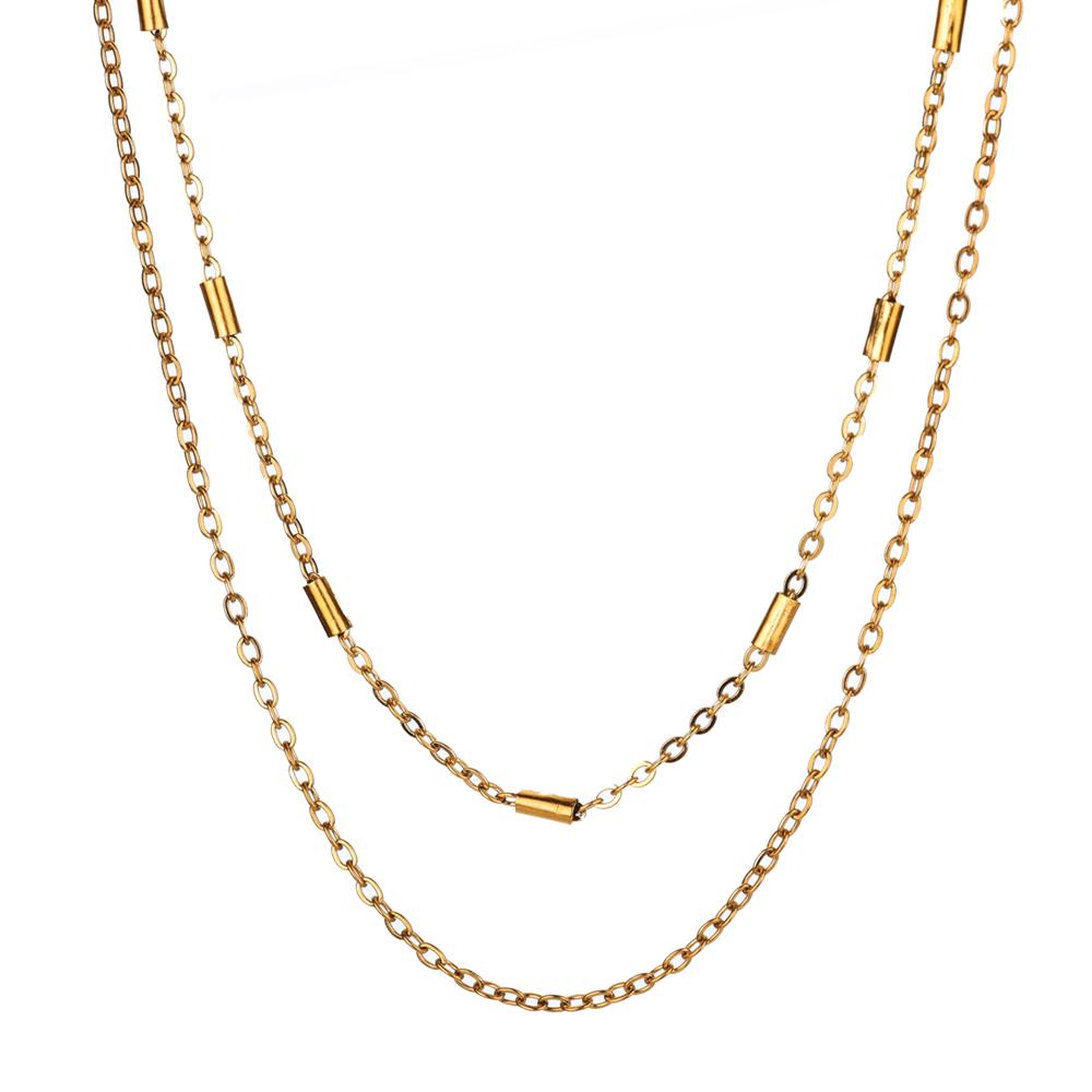 Mehrlagige Halsketten aus Edelstahl für Damen Mode Kubanische Kette Choker Halskette Wasserdichter Schmuck Weihnachtsfeier Geschenk