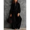 Women Half‑Zip Stand Collar Two‑Piece Outfit Lantern Long‑Sleeve Top + Elastic Waist Wide Leg Pants Loose Casual Co‑Ord Set